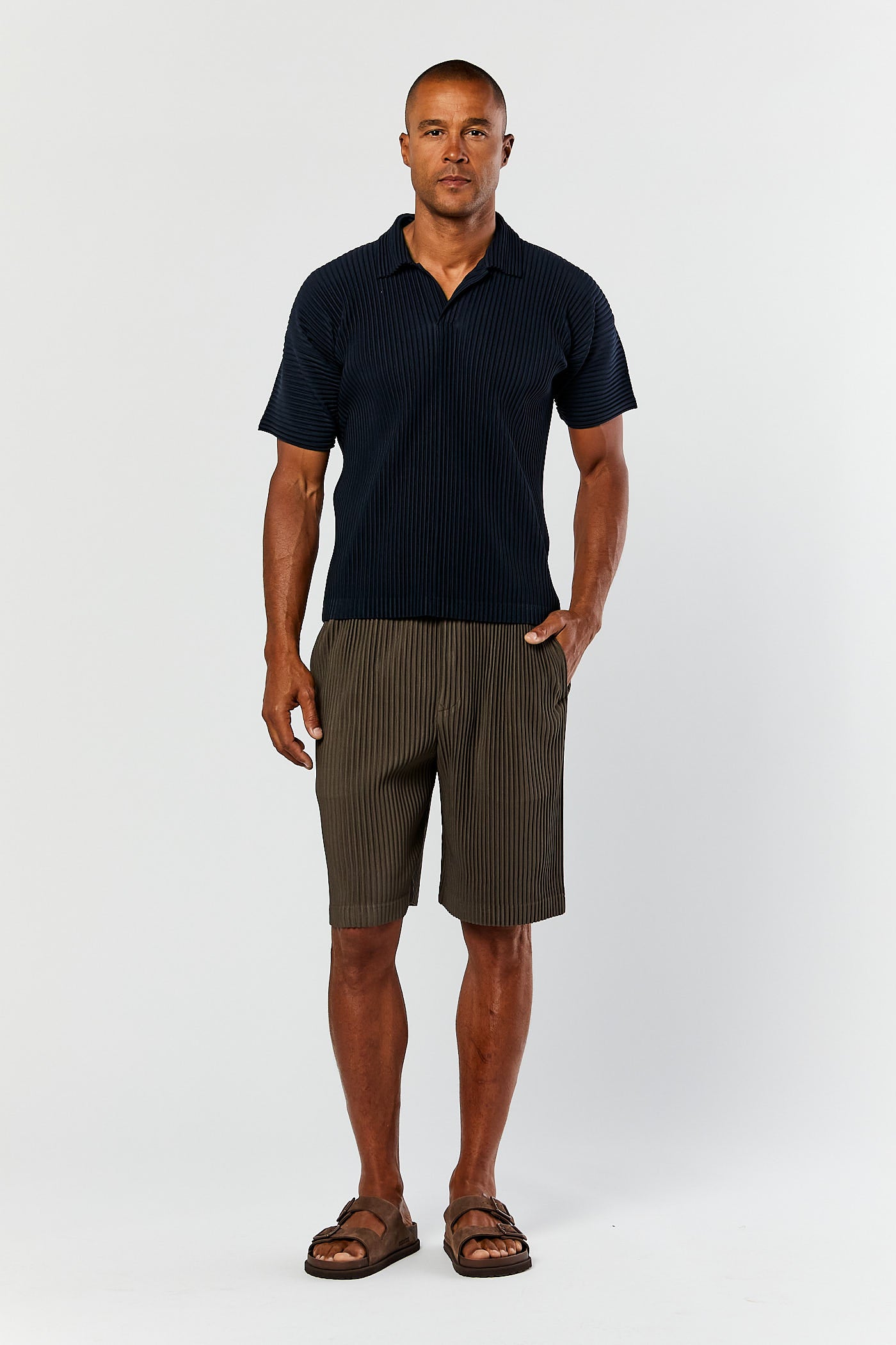Slim Pleated Polo