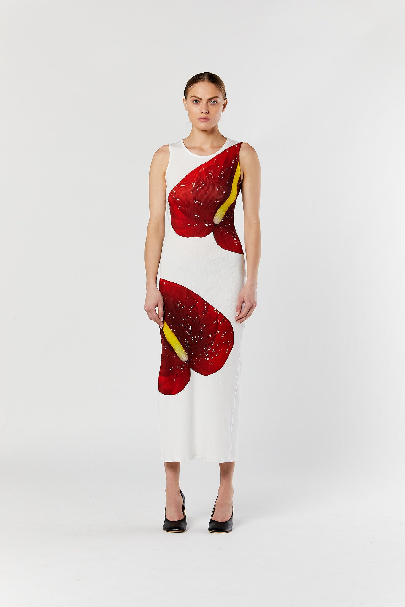 White/Red Anthurium Tank Dress