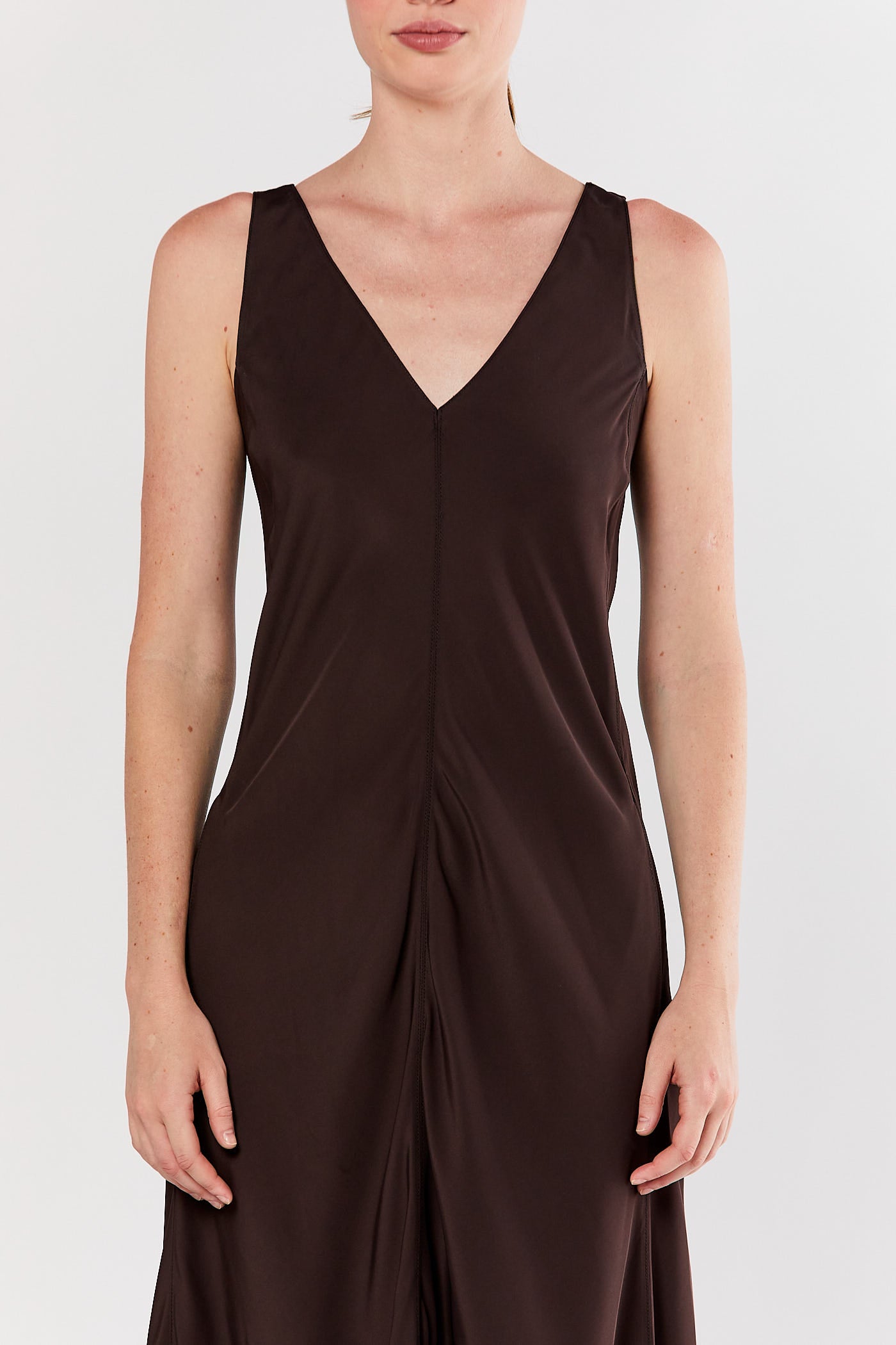 Chocolate Deep V-Neck Dress