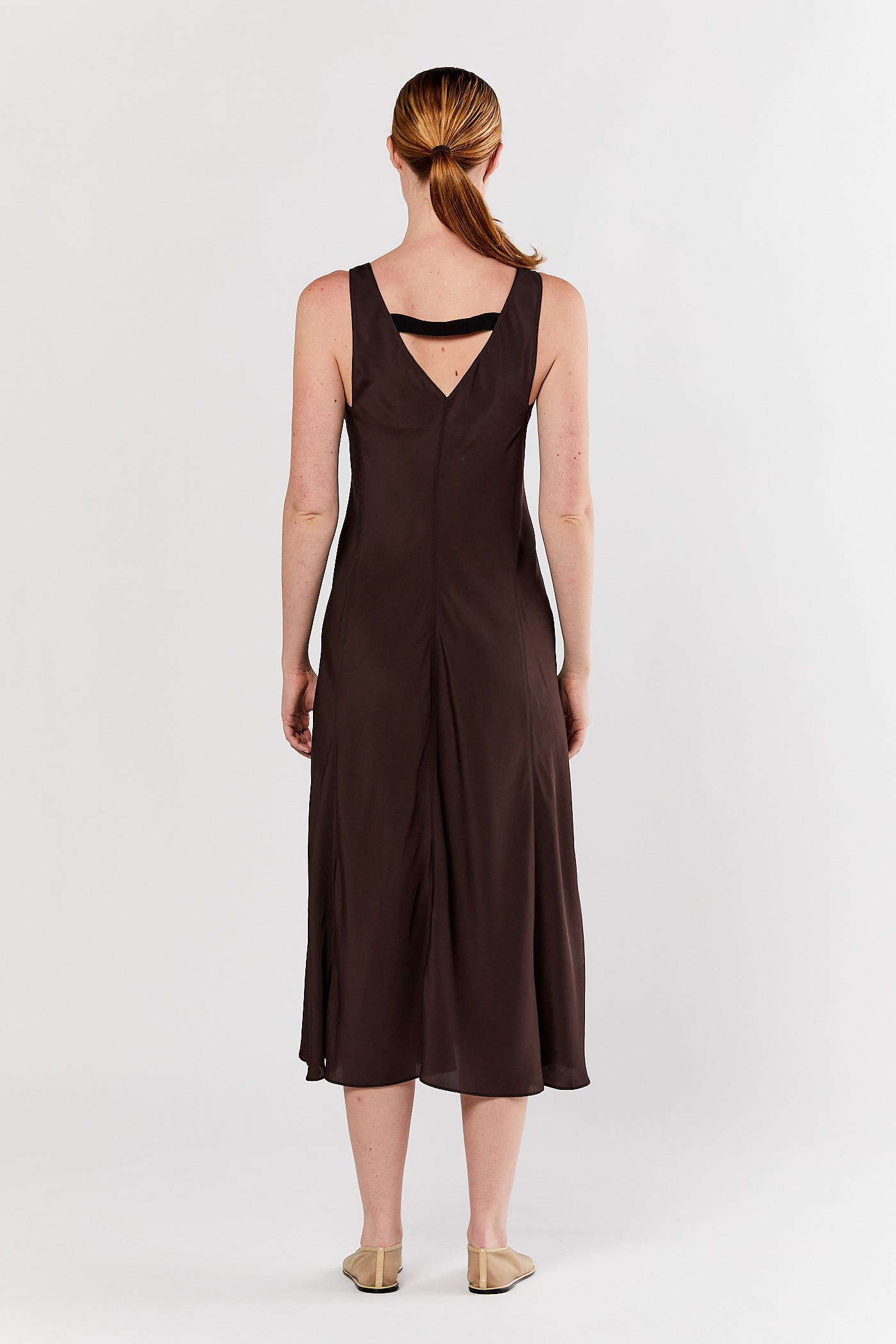 Chocolate Deep V-Neck Dress