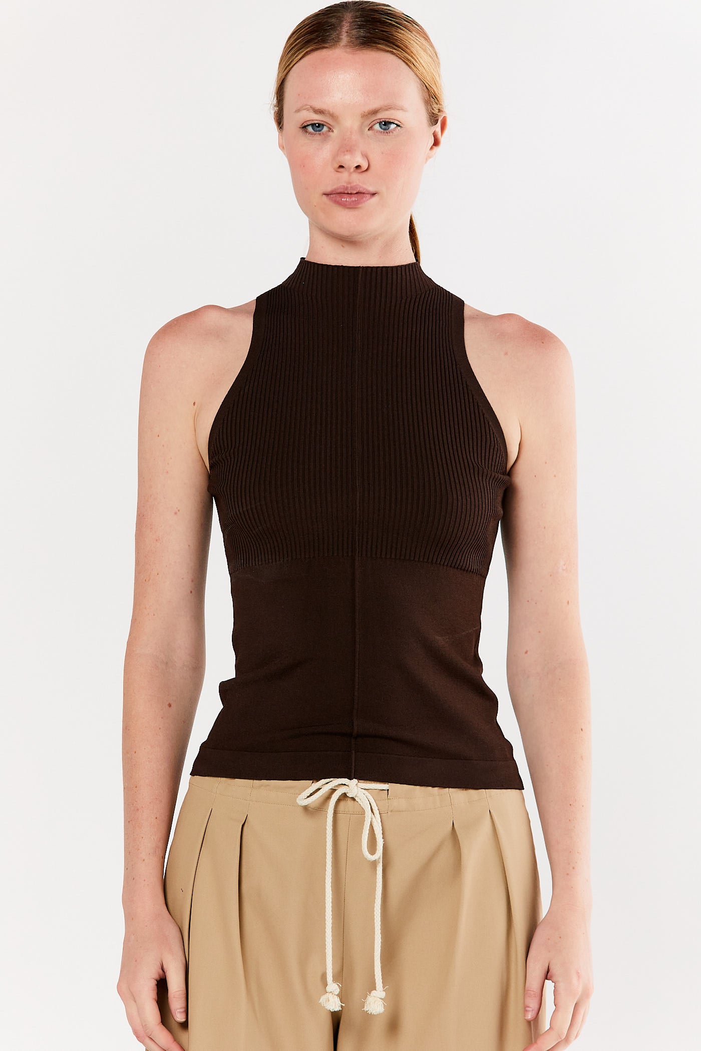 Chocolate Mock Halter Neck Top