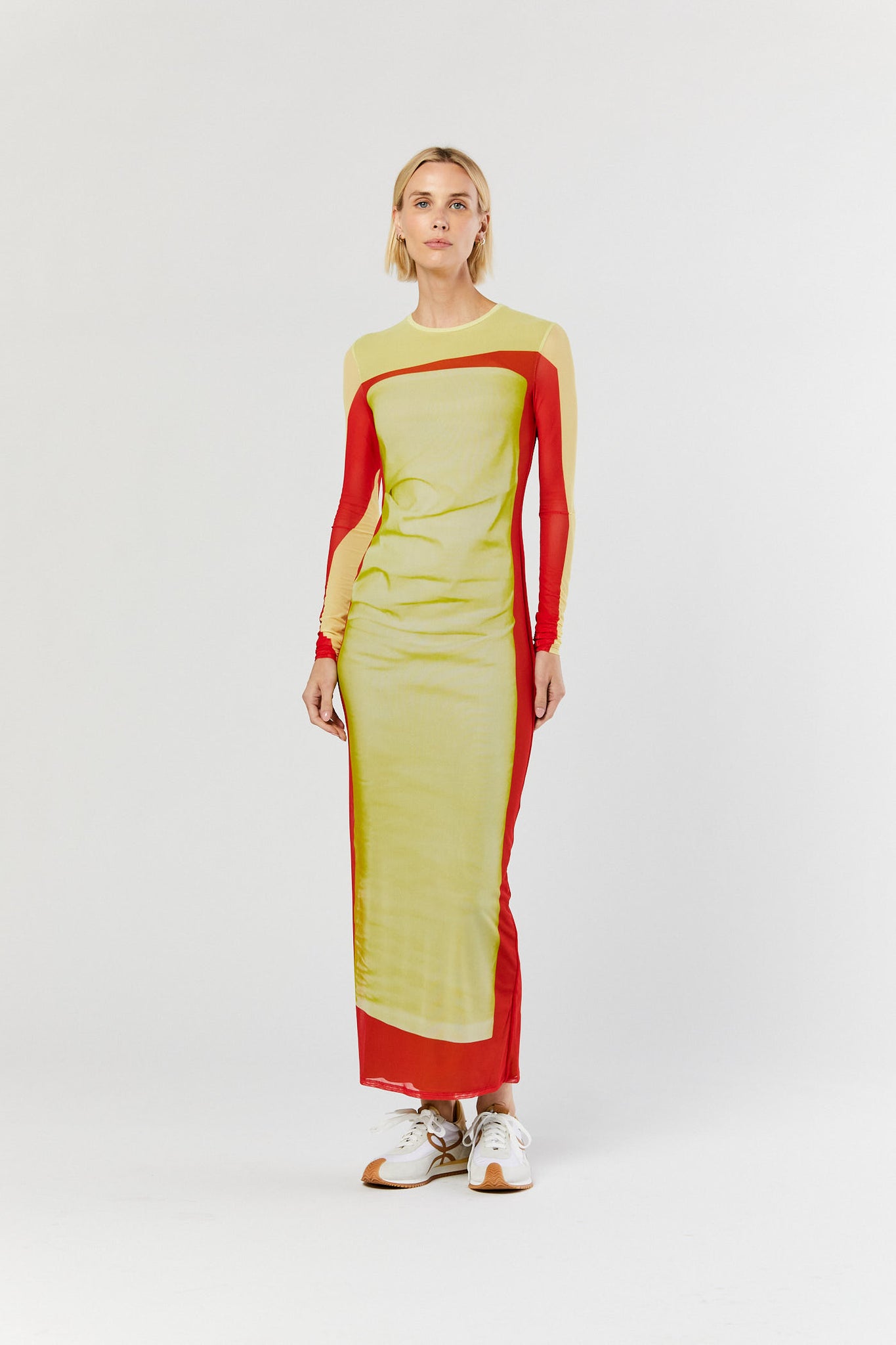 Yellow & Red Trompe L'oeil Tube Dress
