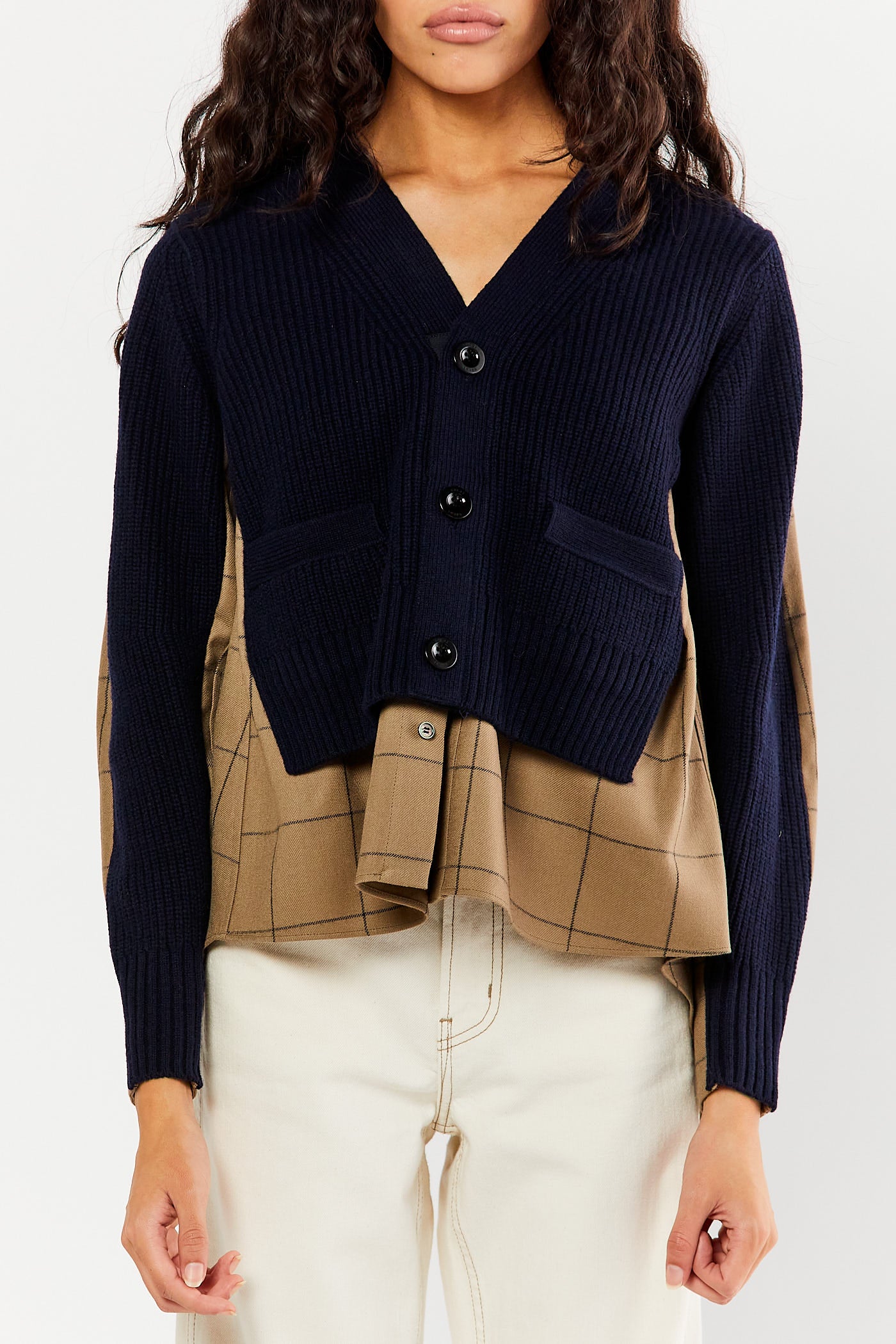 Windowpane Knit Cardigan