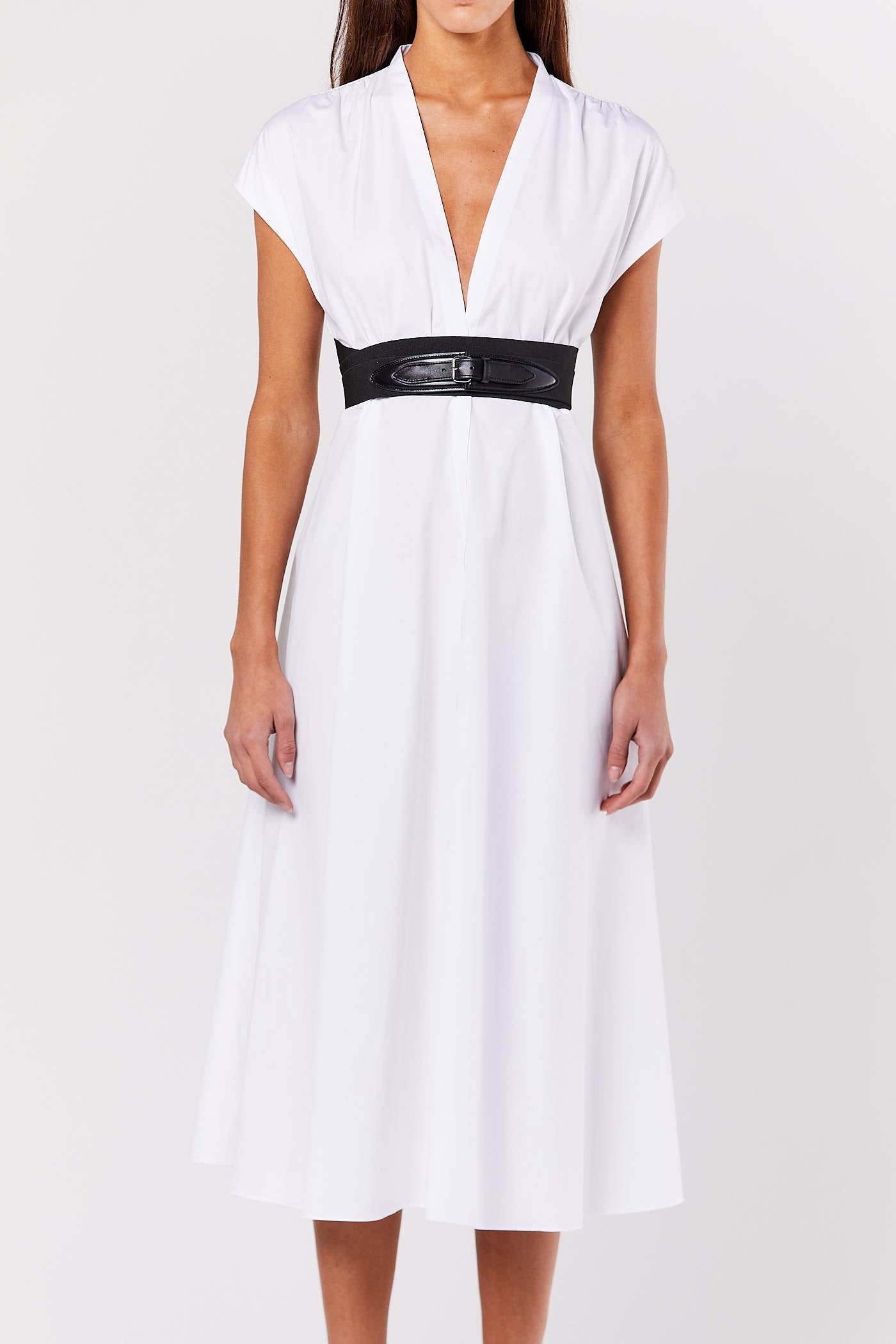 Blanc Band Belt Dress