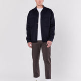 Blue Navy Single-Breasted Shirt Jacket