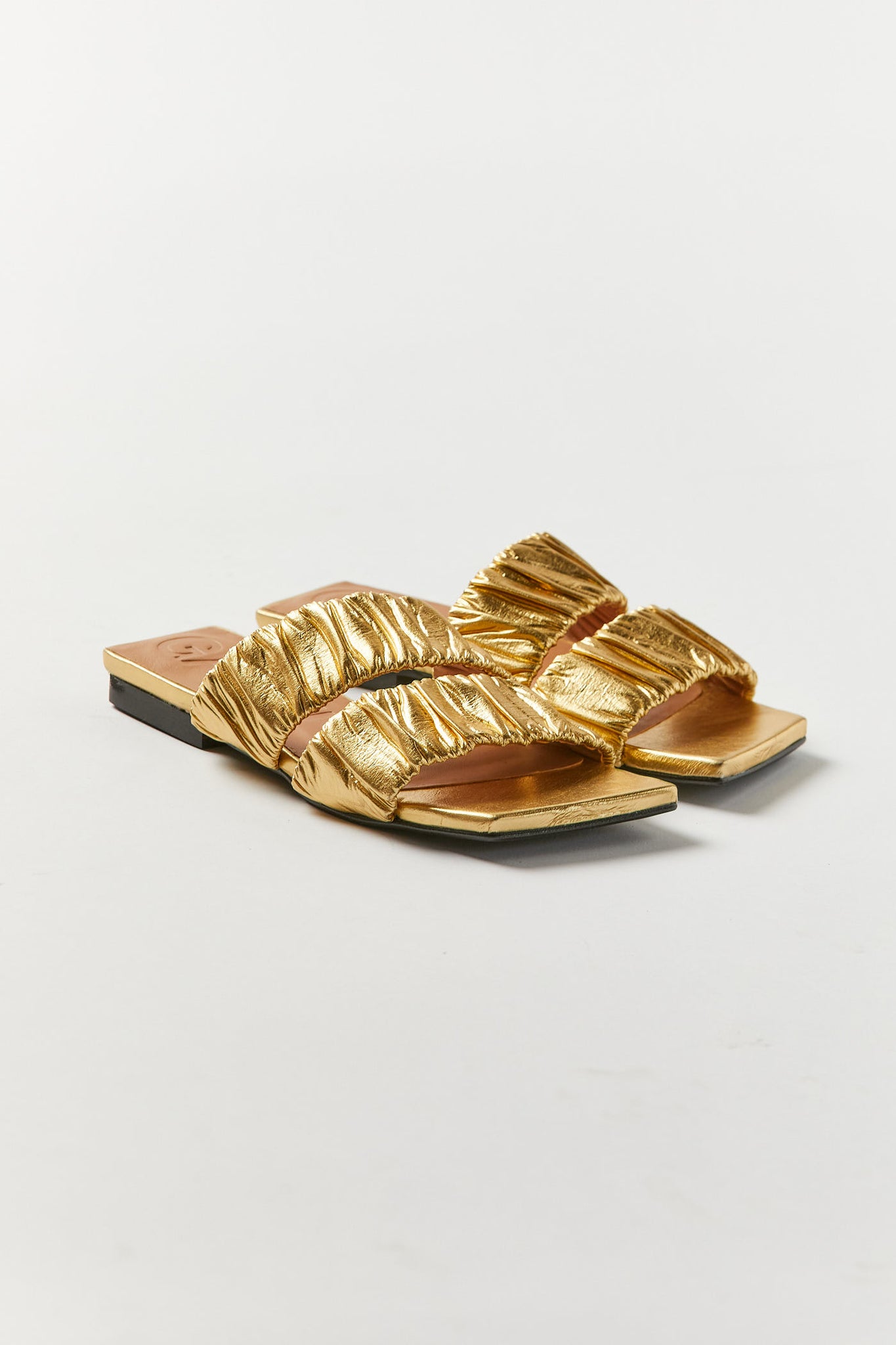 Gold Smock Flat Sandal