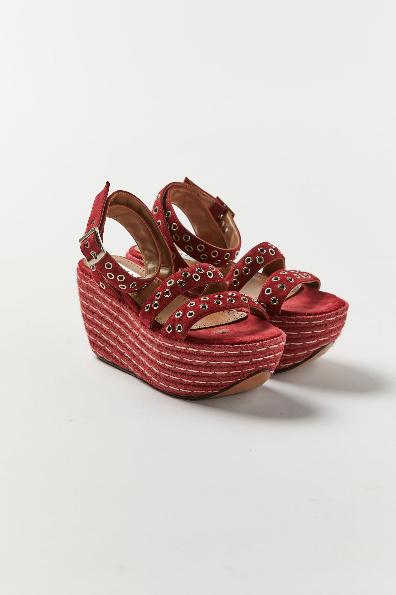 Rouge Espadrille Low Wedge