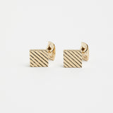 Square Engine Turned Cufflinks - Gold
