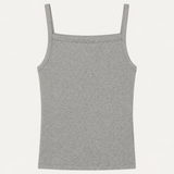 Pointelle Square Neck Tank in Heather Grey