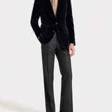 Single-Breasted Jacket In Night Blue Velvet