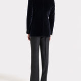 Single-Breasted Jacket In Night Blue Velvet