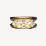 Oval Ring Stack - White Topaz & Smokey Quartz