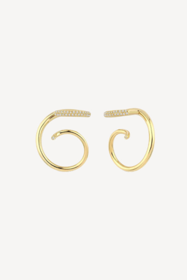 Coil W Diamond Earrings