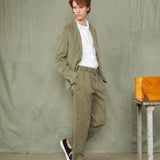 Pleated Twill Chinos in Olive