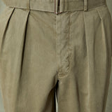 Pleated Twill Chinos in Olive
