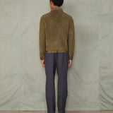 Liam Goat Leather Suede Jacket in Olive