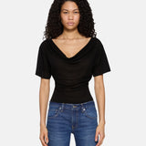 Madeo Cowl Neck Tee in Black