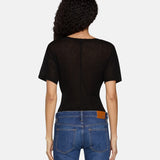 Madeo Cowl Neck Tee in Black