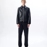 Short Leather Jacket in 999 Black