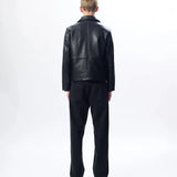 Short Leather Jacket in 999 Black
