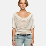Madeo Cowl Neck Tee in Ivory