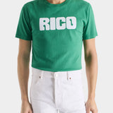 Graphic T-Shirt in Green & White Cotton Jersey