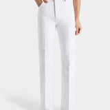 Flared Jeans in White Cotton Denim