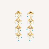 Four Crescent Moon Pendant Earrings