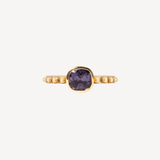 Sari Bandhani Granulated Solitaire Ring In Cushion Cut Spinel