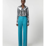 Straight Wool Twill Pants in Blue