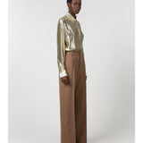 Straight Wool Twill Pants in Camel