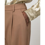 Straight Wool Twill Pants in Camel