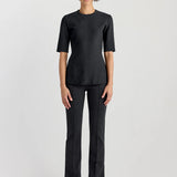 Mini Check Theo Pant in Charcoal