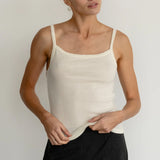 Pointelle Square Neck Tank in Creme