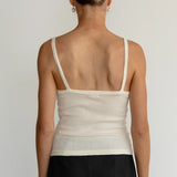 Pointelle Square Neck Tank in Creme