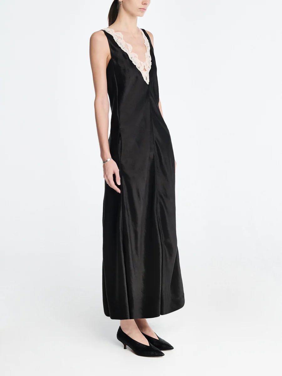 Lace V-Neck Dress in Black Black / 6
