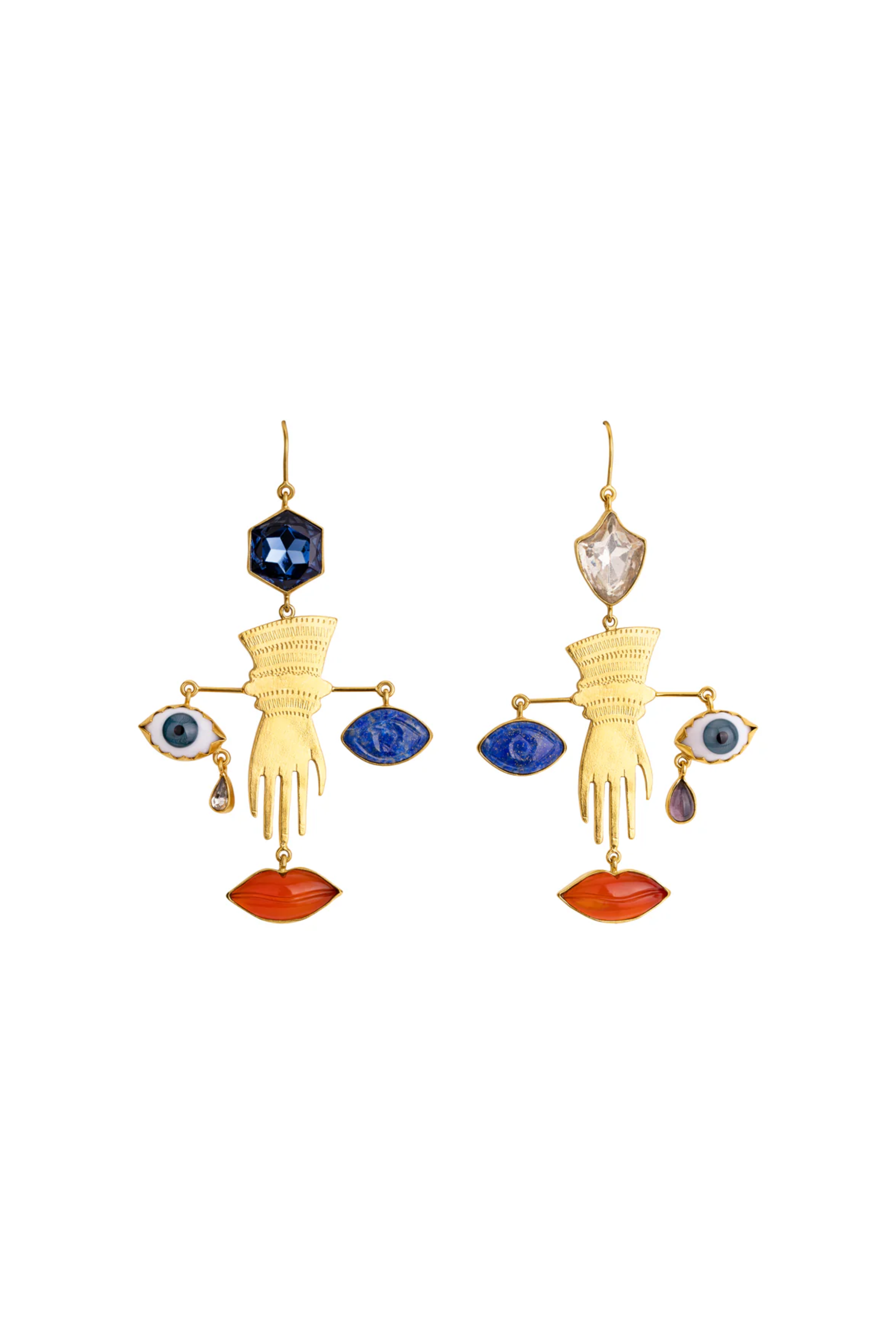 Glove & Face Charm Earrings