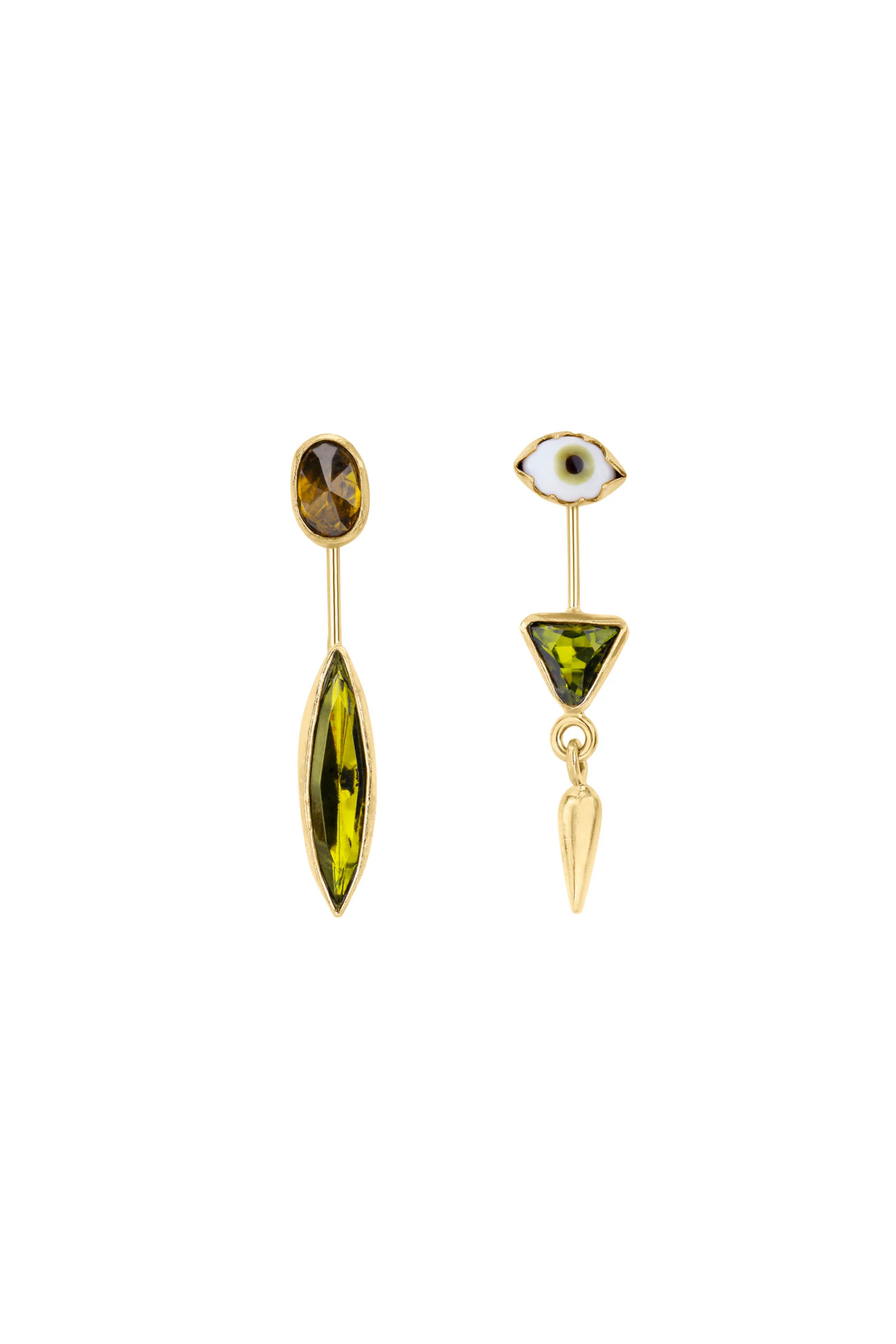 Detachable Victorian Drop Earrings (Olive/Eye)