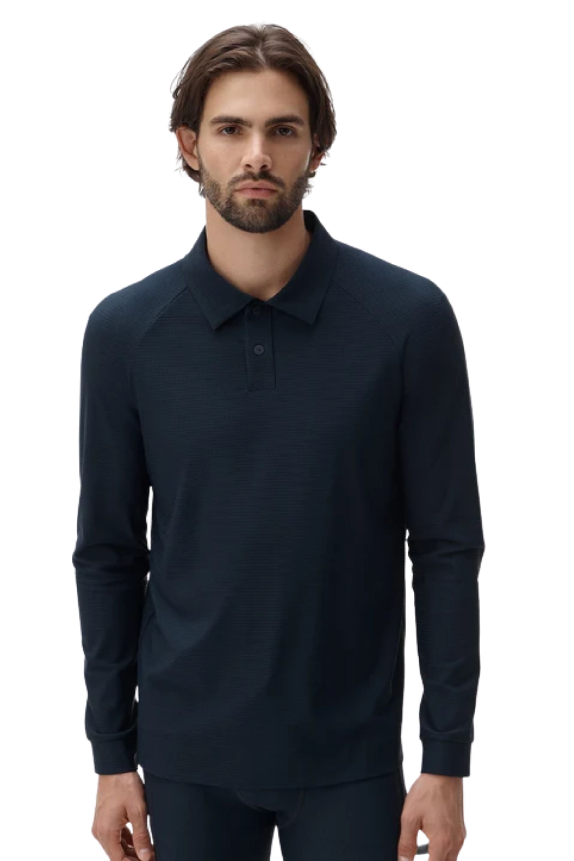 Movement Long Sleeve Polo in Navy-CON-MOVEMENT POLO LONG SLEEVE-NAVY-ByGeorge
