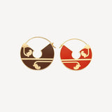 Sari Tamil Double Sided Midi Creole Earrings in Chocolate & Burnt Orange