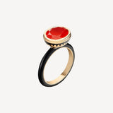 Sari Chanderi Oval Ring In Carnelian in Black