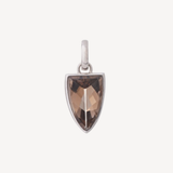 18K White Gold Smokey Quartz Triangular Men's Charm