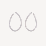 18k White Gold Curved Oval Hoop Earrings