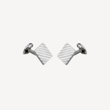 Square Engine Turned Cufflinks - Silver