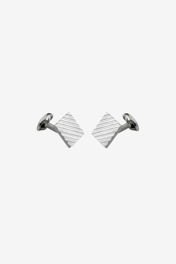 Square Engine Turned Cufflinks in Silver