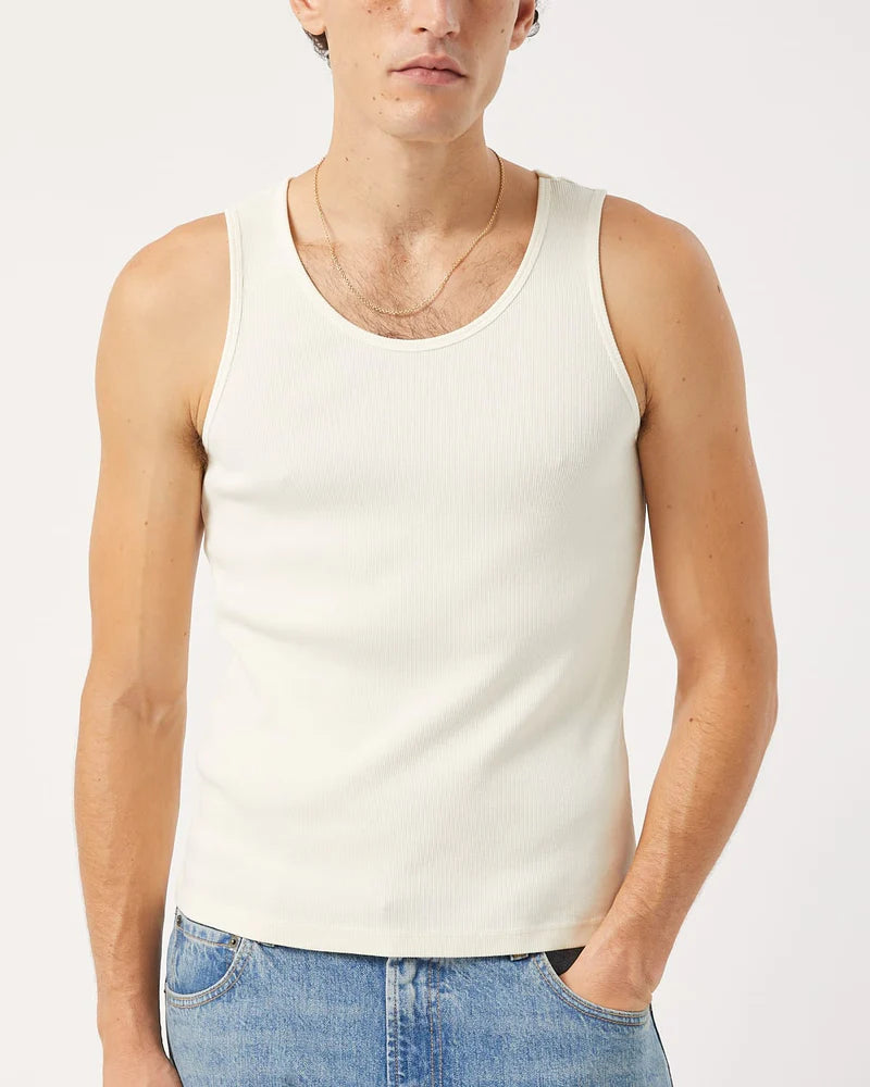 Ribbed Tank in White