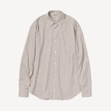 Cotton Silk Stripe Shirt in Red Brown Stripe