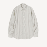 Cotton Silk Stripe Shirt in Light Gray Stripe