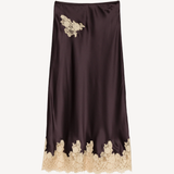 Elowen Skirt in Equestrian Brown With Cream Lace