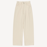 Silk Nep Denim 5P Wide Pants in Ivory White